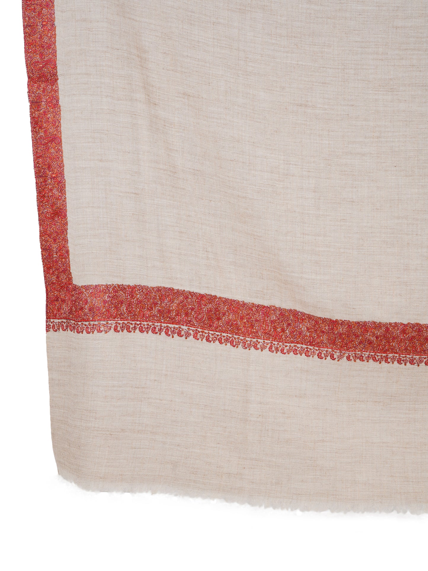 Luxury Pashmina Shawl: Handwoven Hand-Embroidered Timeless Elegance - Natural Toosh