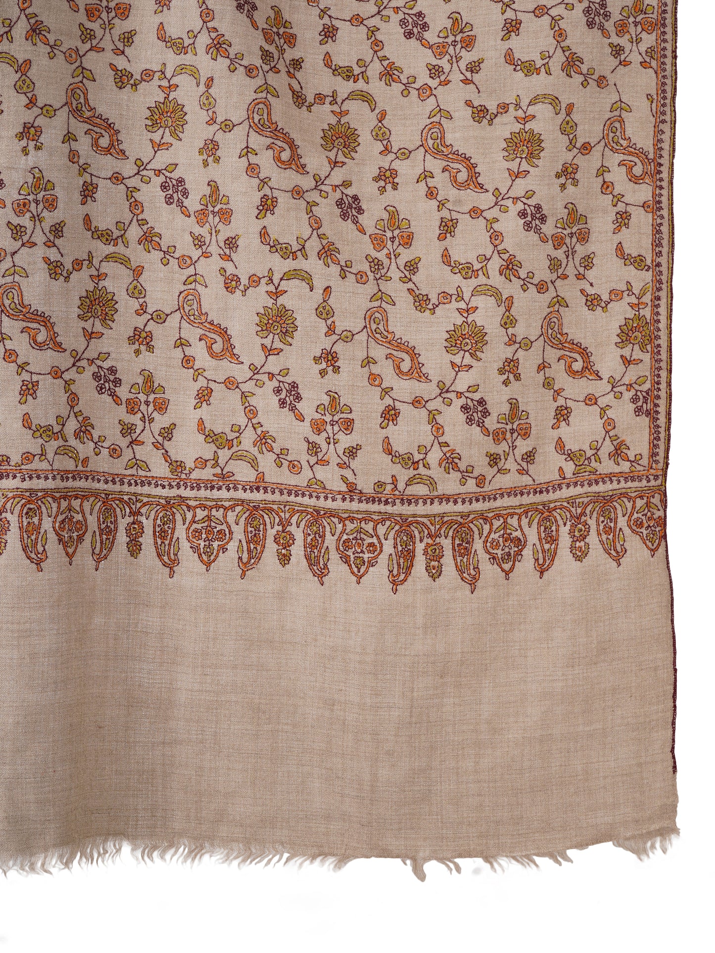 Pashmina Shawl with Intricate Hand Embroidered Floral Pattern