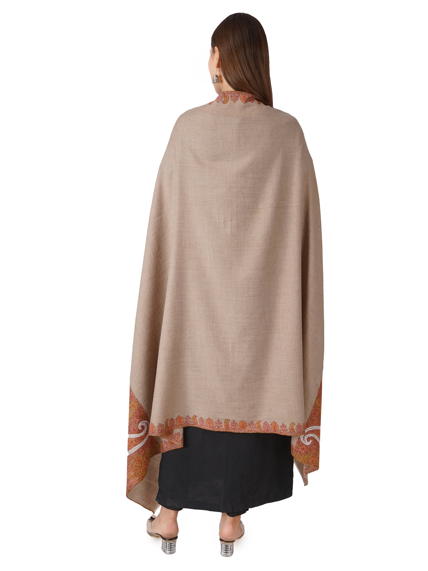 Pashmina Shawl with Elegant Sozni and Filigree Embroidery