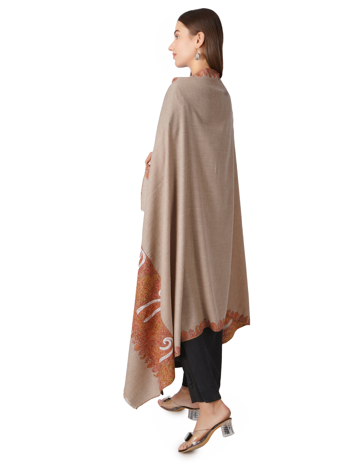 Pashmina Shawl with Elegant Sozni and Filigree Embroidery