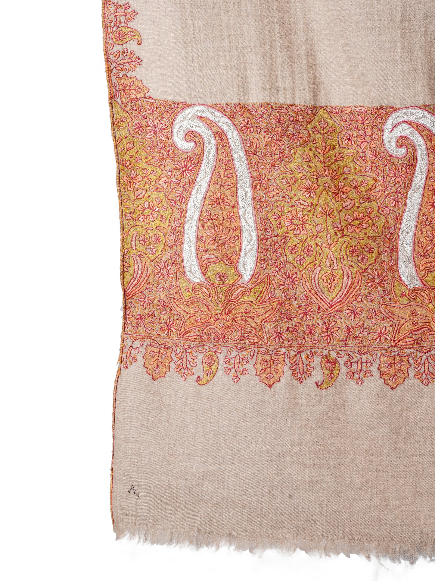 Pashmina Shawl with Elegant Sozni and Filigree Embroidery