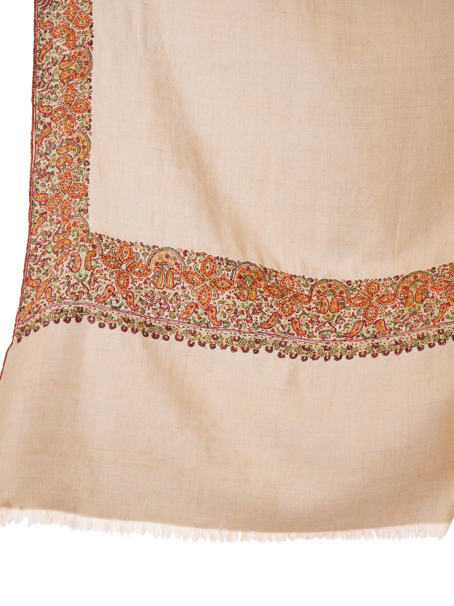 Pashmina Shawl with Multi Color Hues Embroidery - Natural Toosh