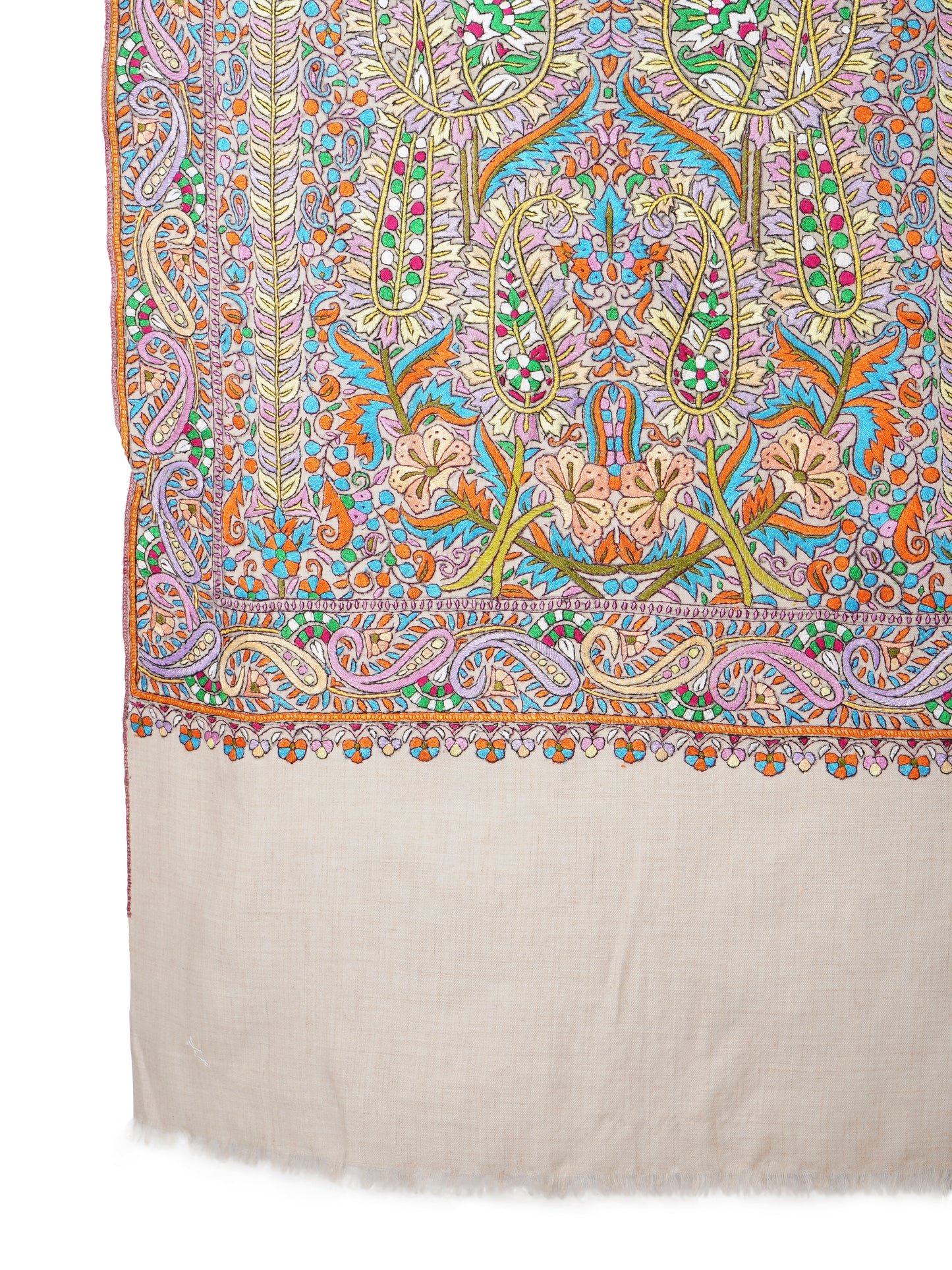 Chic Pashmina Shawl – Effortlessly Stylish Pashmina With Hand Embroidery - Off White