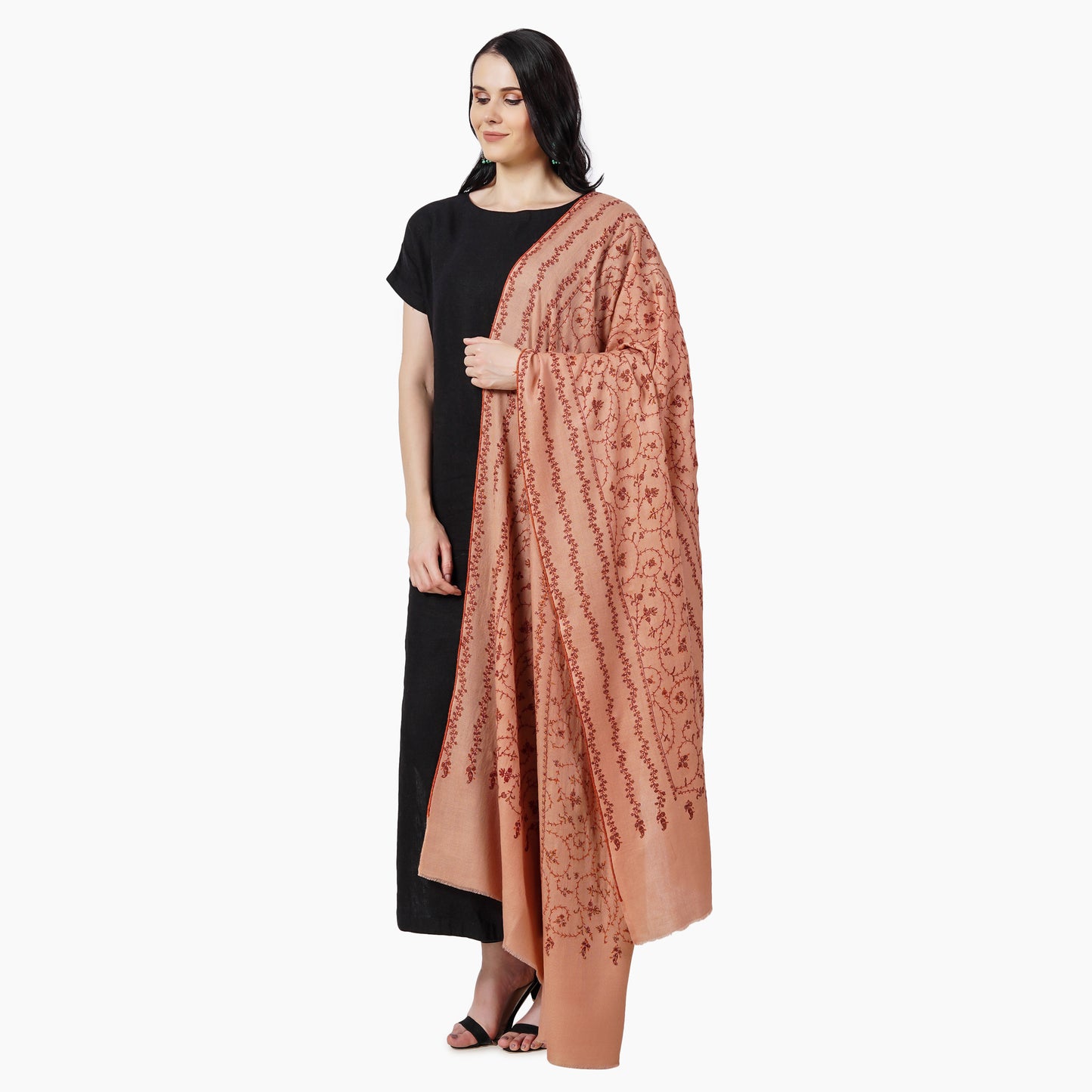 Cashmere Pashmina Shawl Embroidered (Cantaloupe)