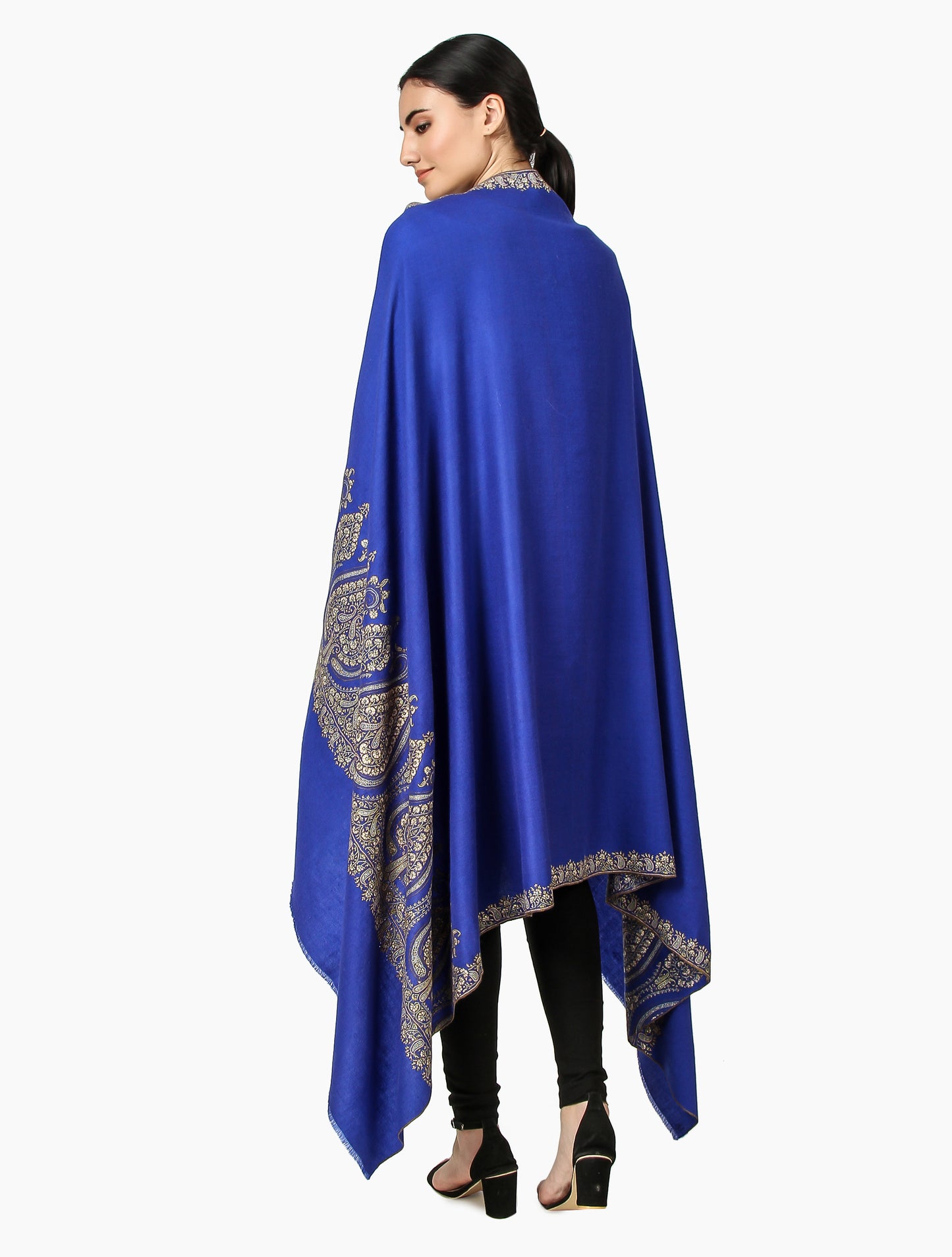 Cashmere Pashmina Shawl Embroidered (Blue)
