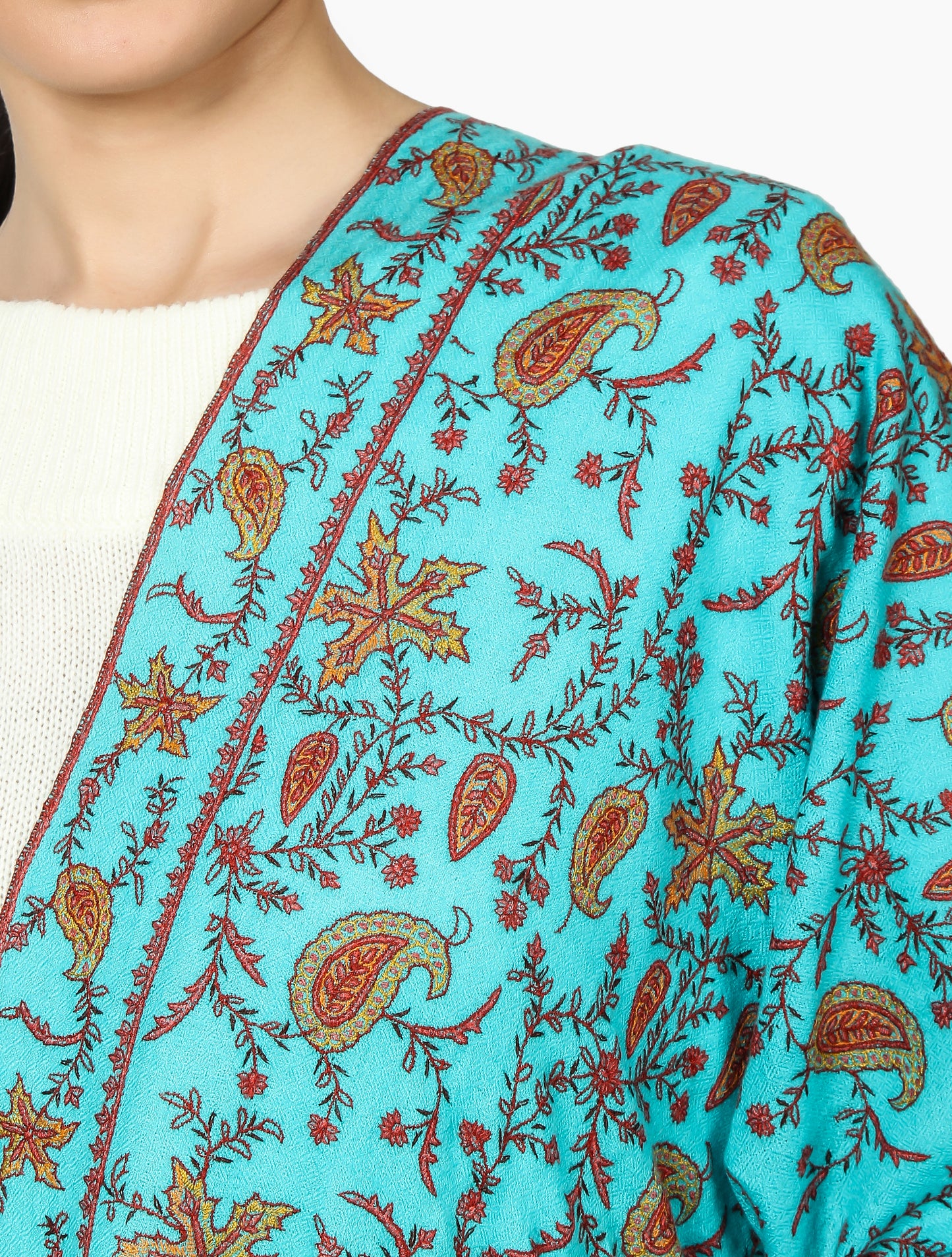 Cashmere Pashmina Shawl Embroidered (Arctic)