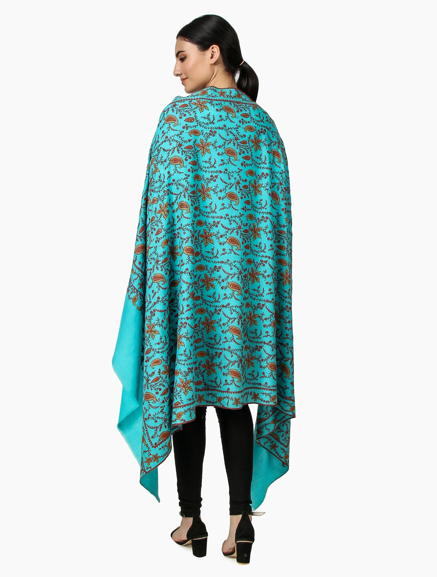 Cashmere Pashmina Shawl Embroidered (Arctic)
