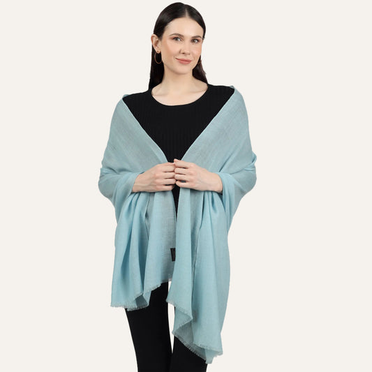 Cashmere scarf worn by a woman