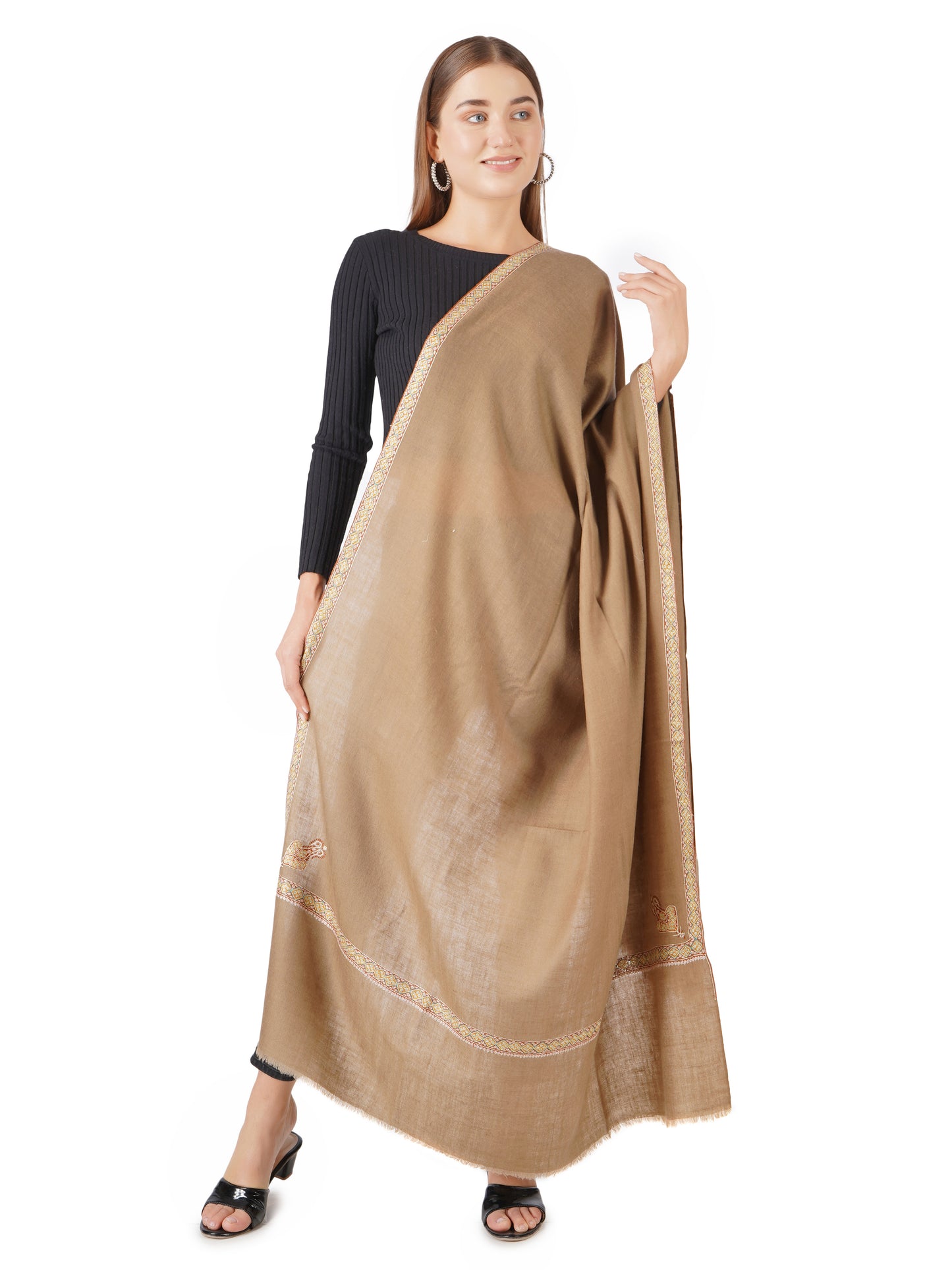 Exquisite Pure Pashmina Shawl by Pashwrap - Ultimate Luxury & Elegance - Natural