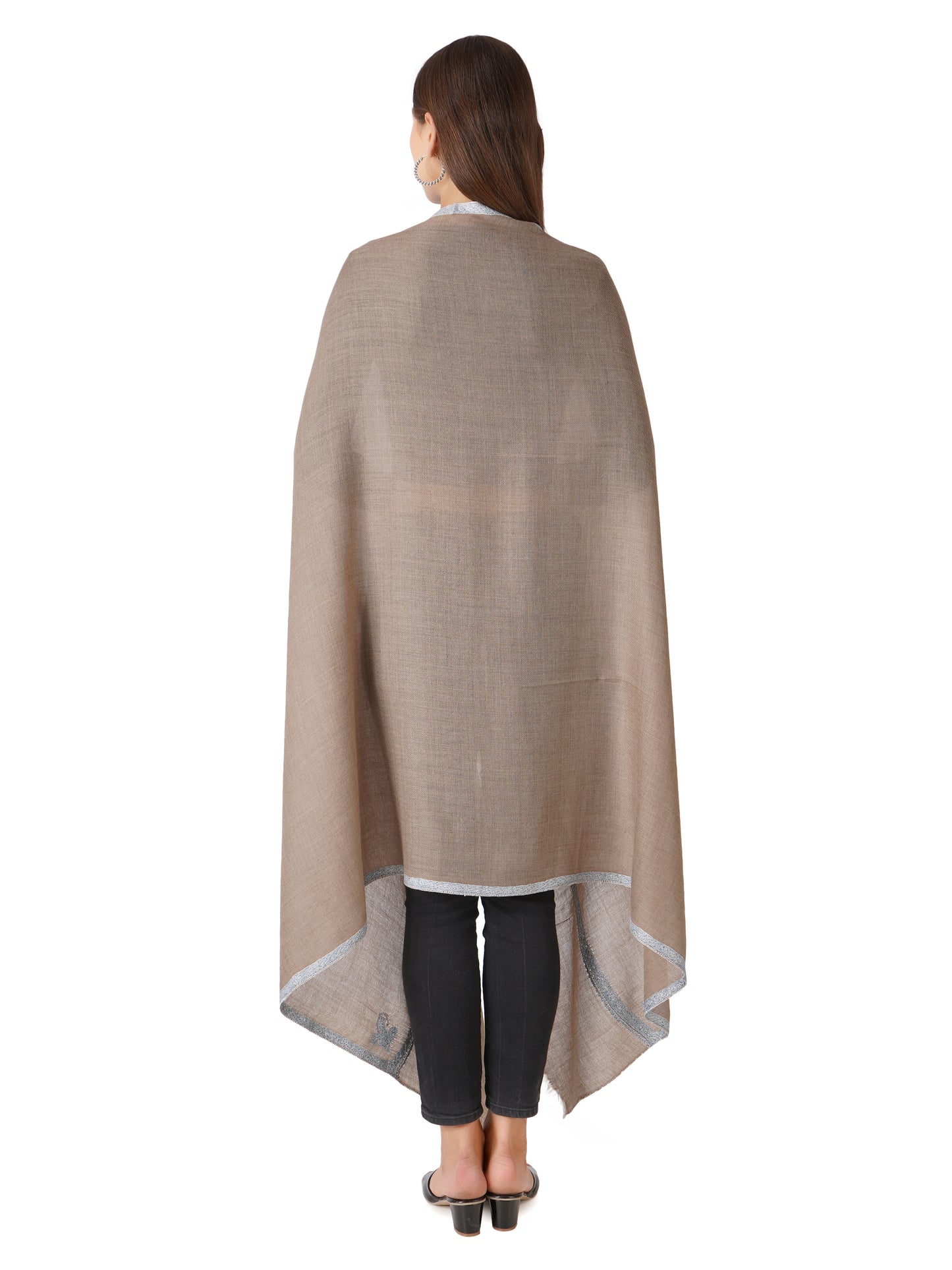 Pashmina Shawl with Enchanted Blue Hues Embroidery - Natural Toosh