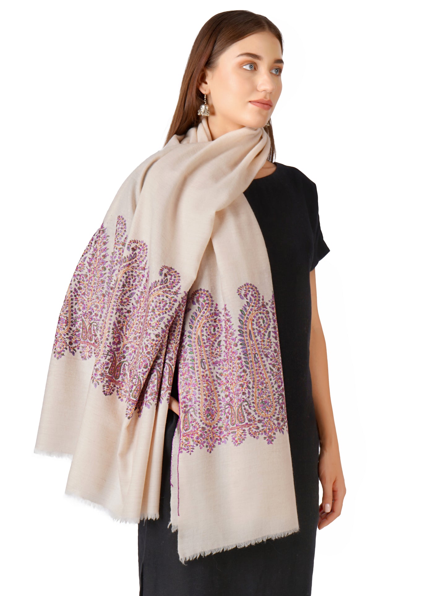 Versatile Pashmina Shawl – Day to Night Fashion - Off White