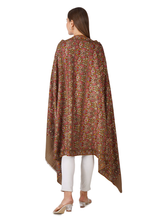 Exquisite Hand Embroidered Floral Pashmina Shawl - Natural Toosh