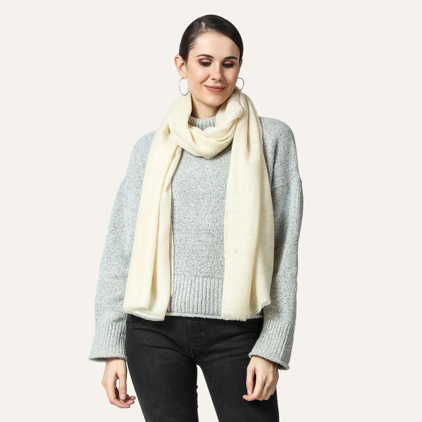 Cashmere scarf worn by a lady 
