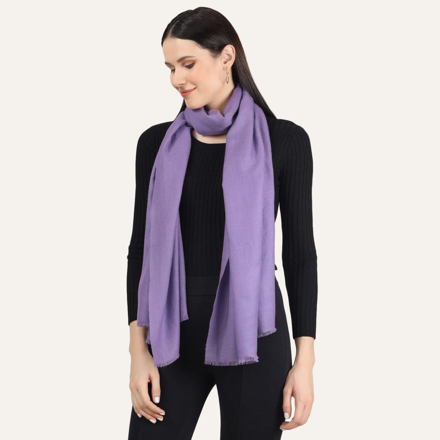 Purple color scarf worn by a woman
