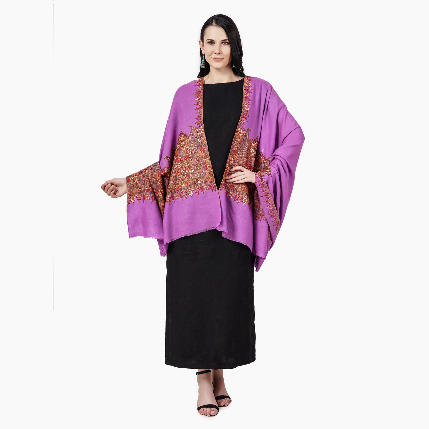 Cashmere Pashmina Shawl Embroidered (Orchid)