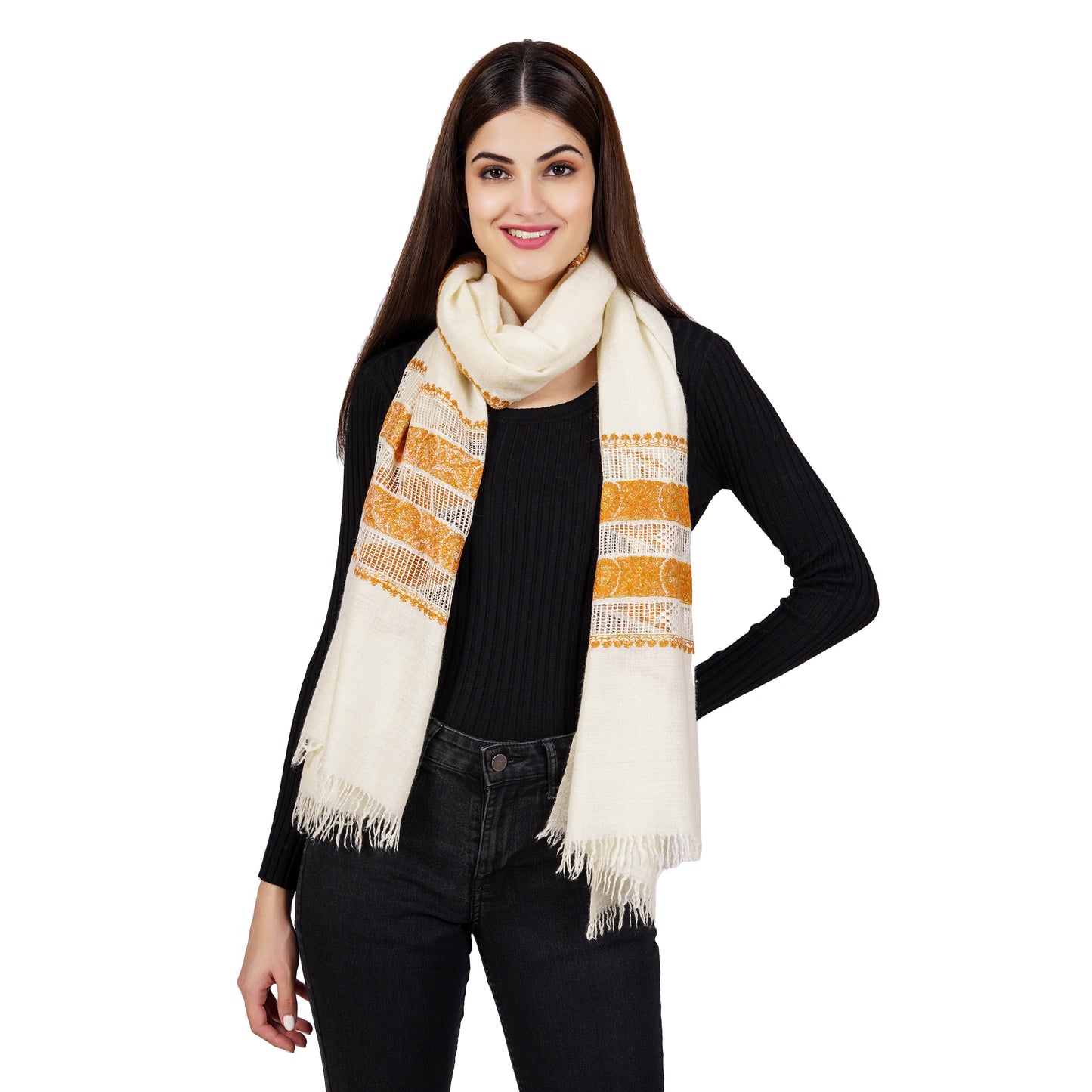 Cashmere Pashmina Embroidered Scarf (Nett Embroidery)