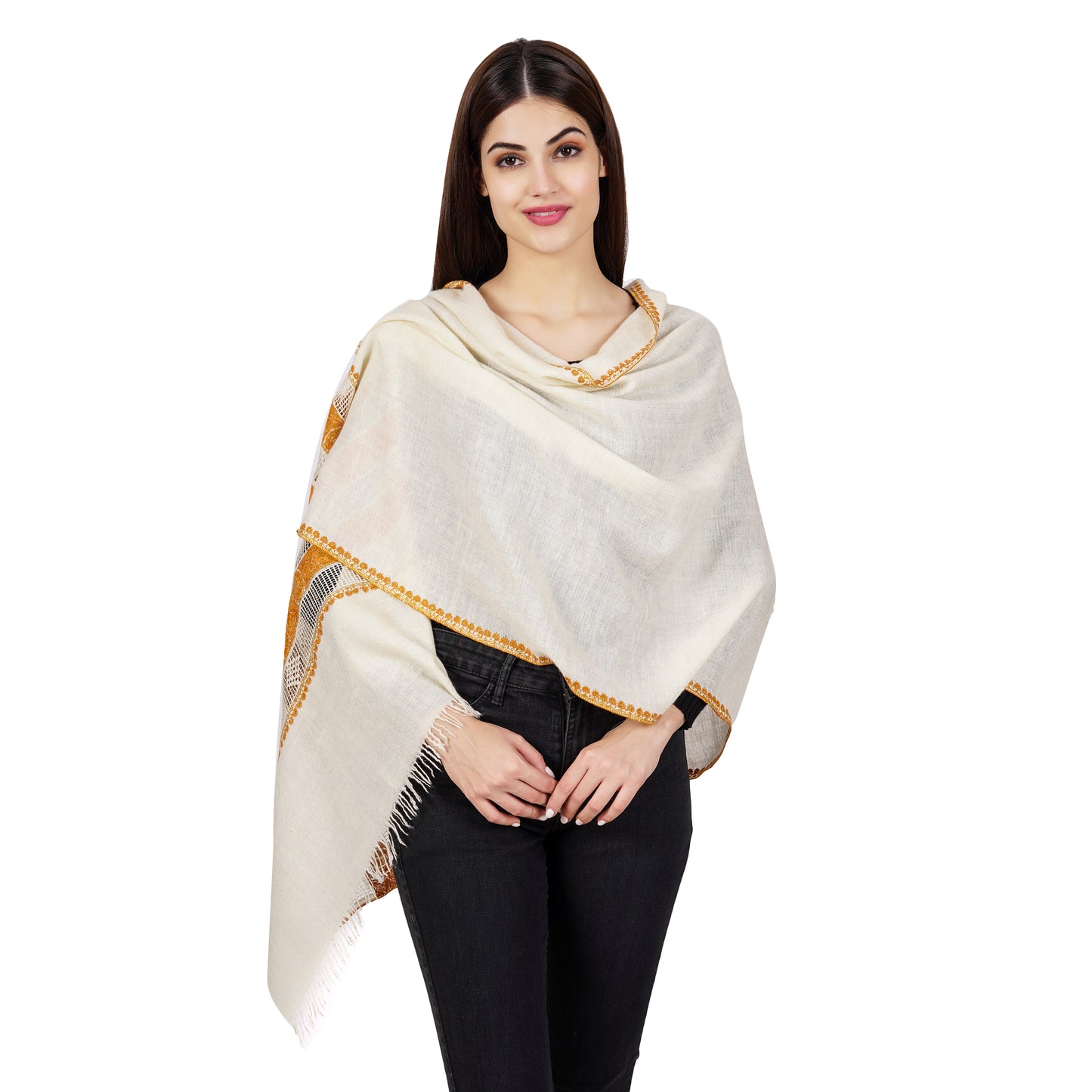 Cashmere Pashmina Embroidered Scarf (Nett Embroidery)