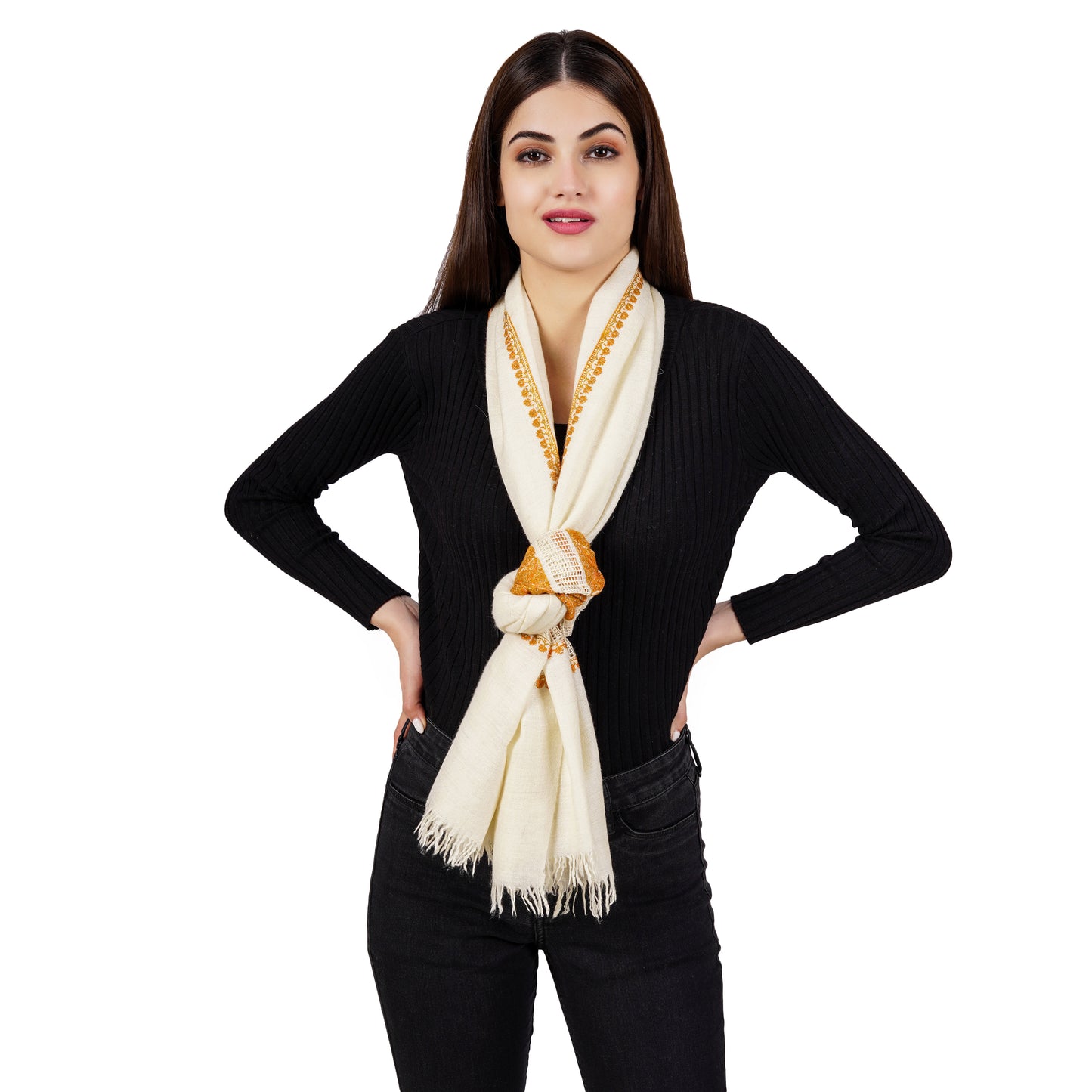 Cashmere Pashmina Embroidered Scarf (Nett Embroidery)