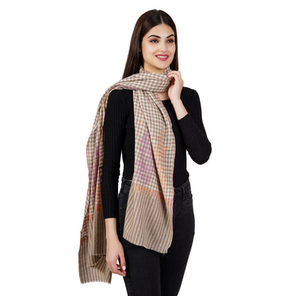 Cashmere Pashmina Embroidered Scarf (Checkered)
