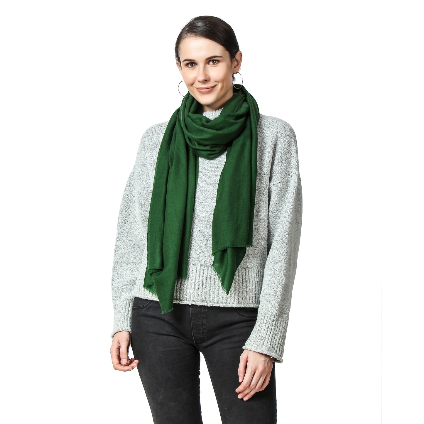 Cashmere Scarf Handwoven (Myrtle Green)