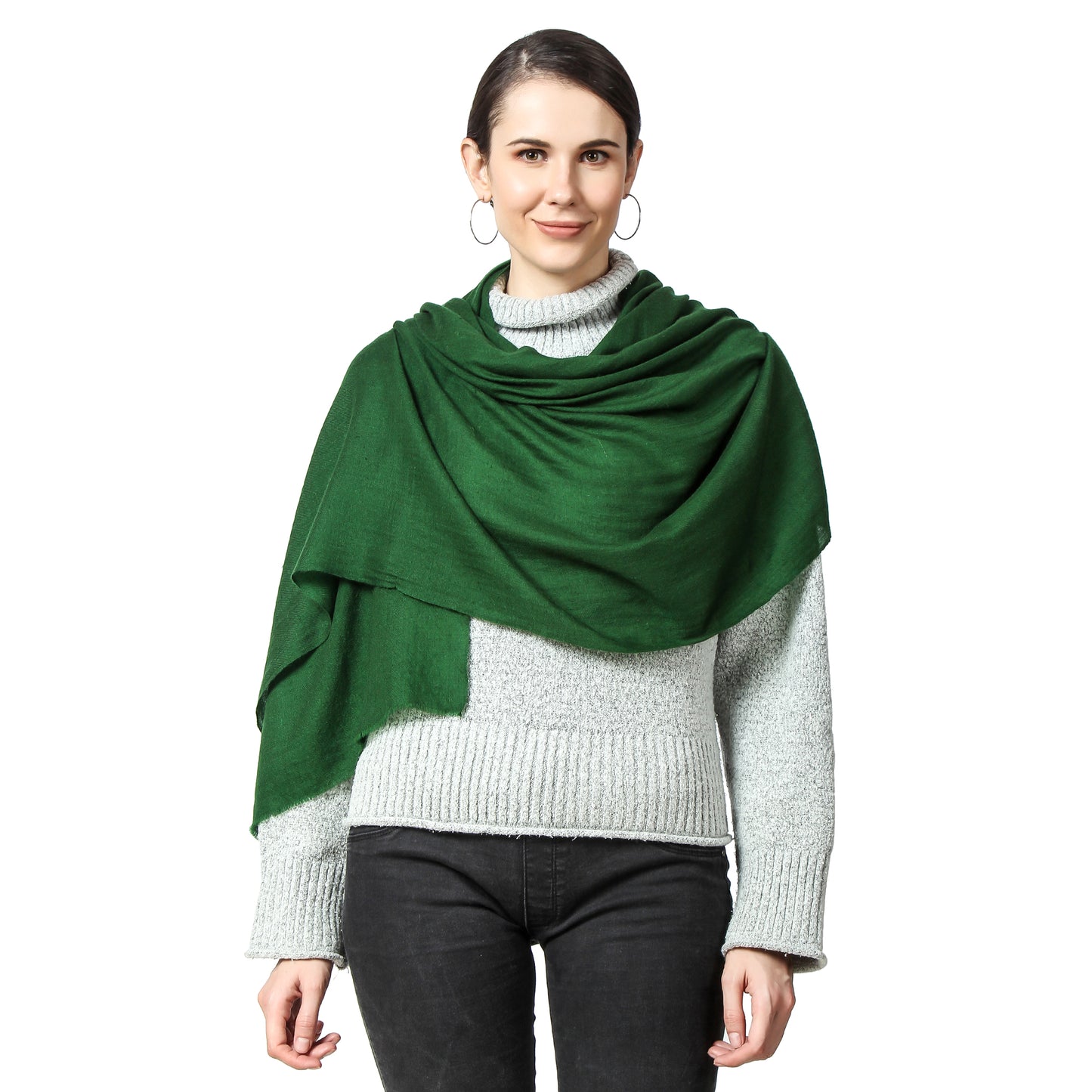 Cashmere Scarf Handwoven (Myrtle Green)