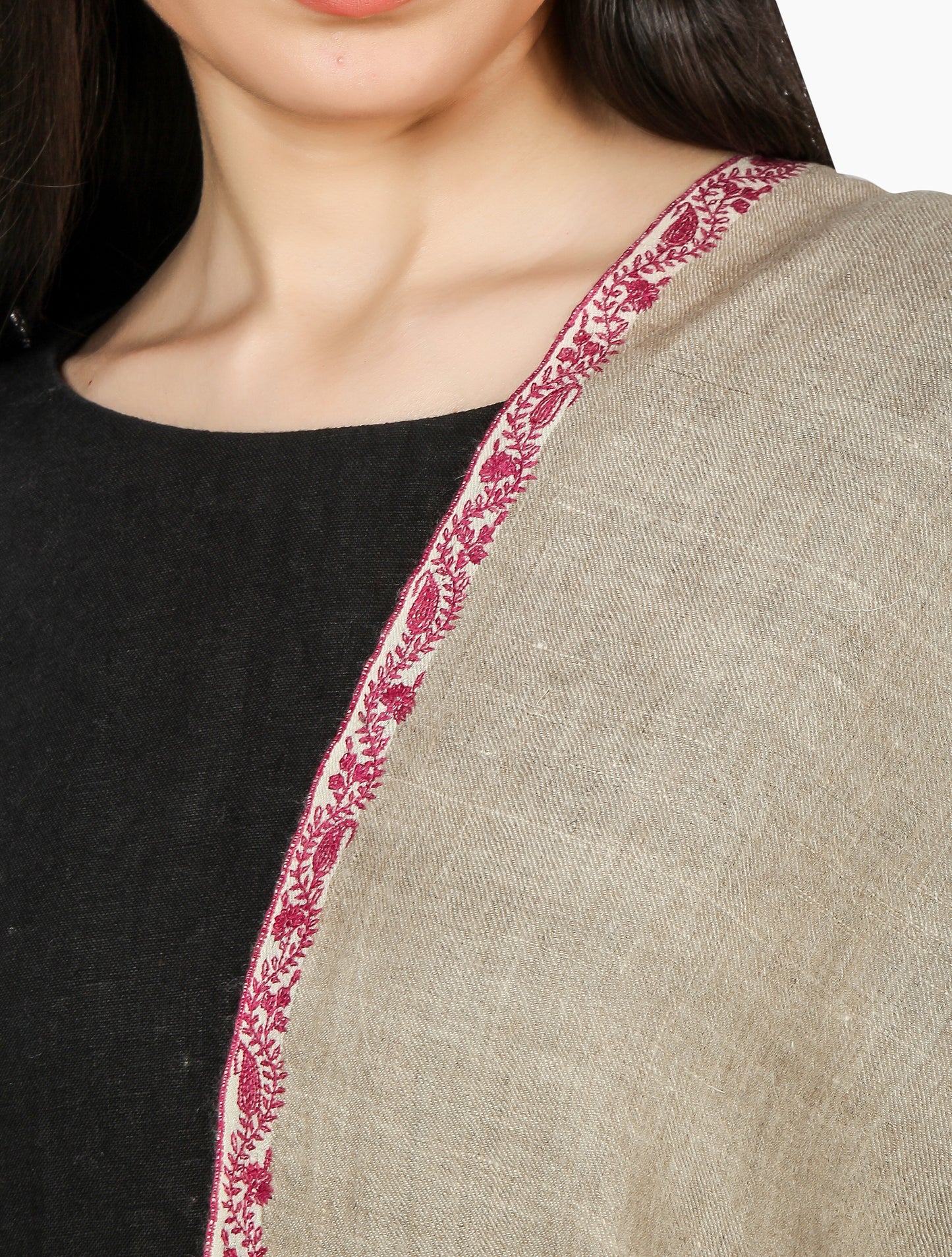 Cashmere Pashmina Shawl Embroidered (Natural Toosh)