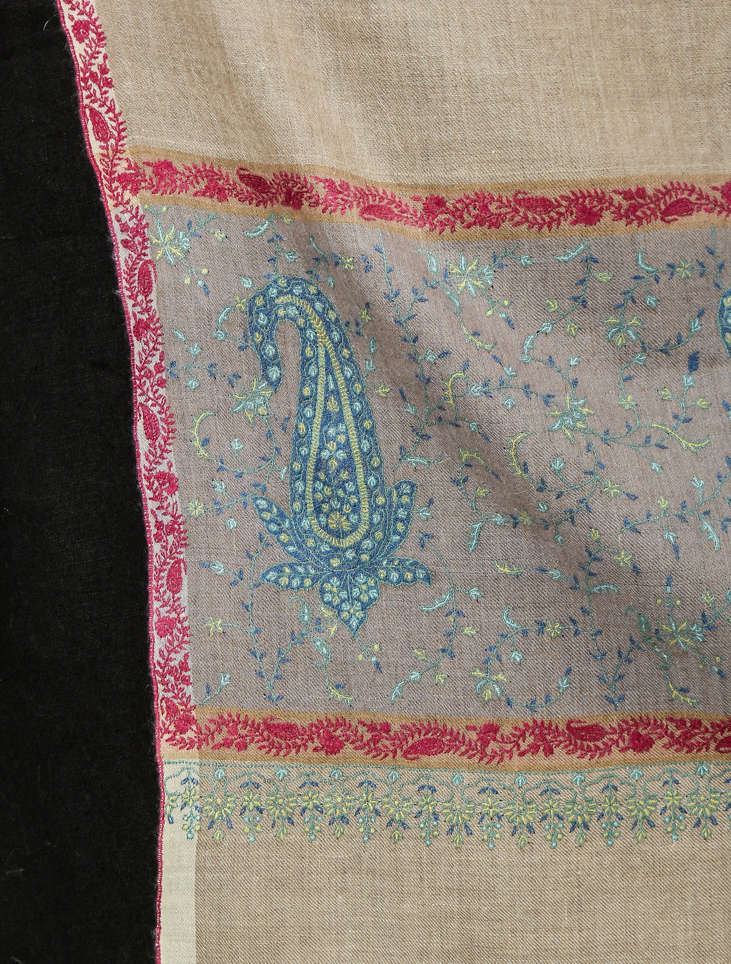 Cashmere Pashmina Shawl Embroidered (Natural Toosh)
