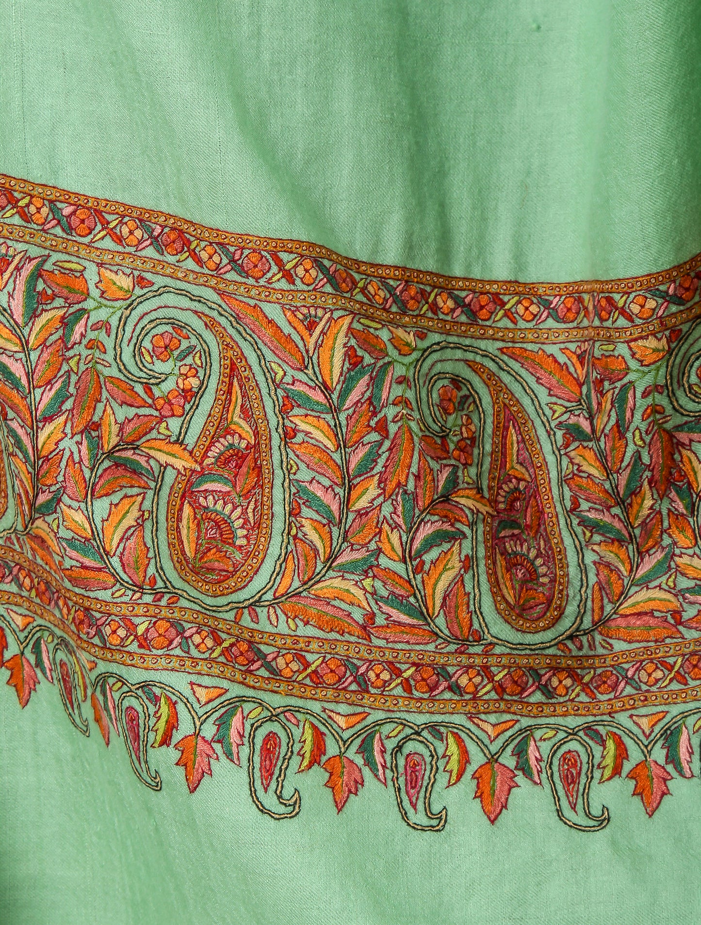Cashmere Pashmina Shawl Embroidered (Sea Green)