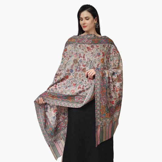 Kashmiri Kalamkari Wrap (Beige)