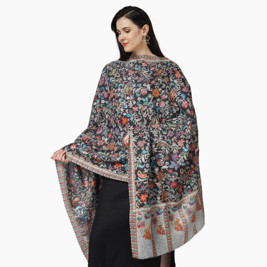 Kashmiri Kalamkari Wrap (Black)