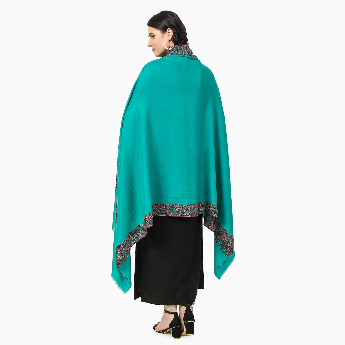 Cashmere Pashmina Shawl Embroidered (Dark Turquoise)