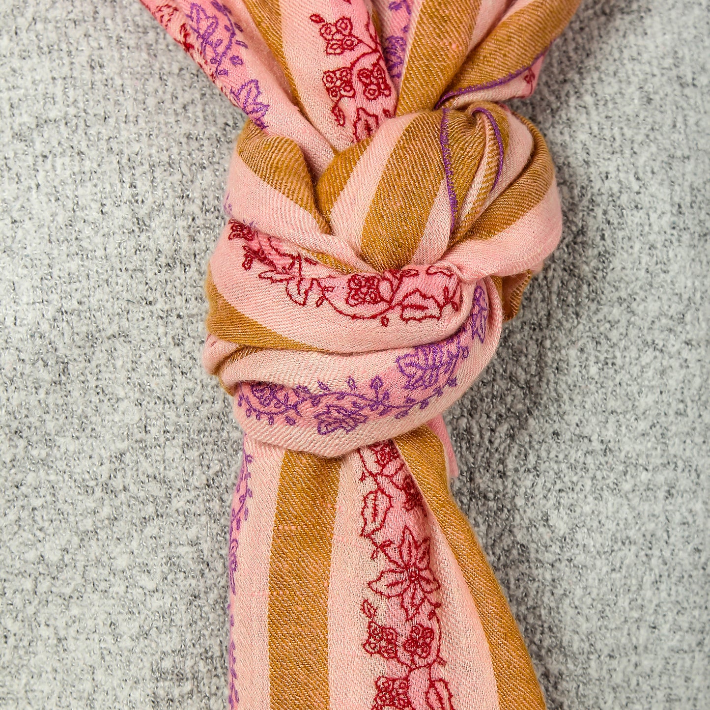 Cashmere Pashmina Stripes Embroidered Scarf