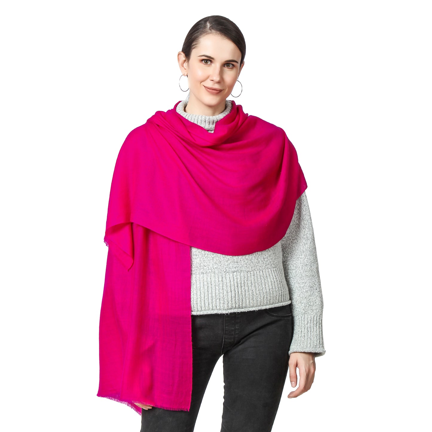 Cashmere Scarf Handwoven (Cerise)