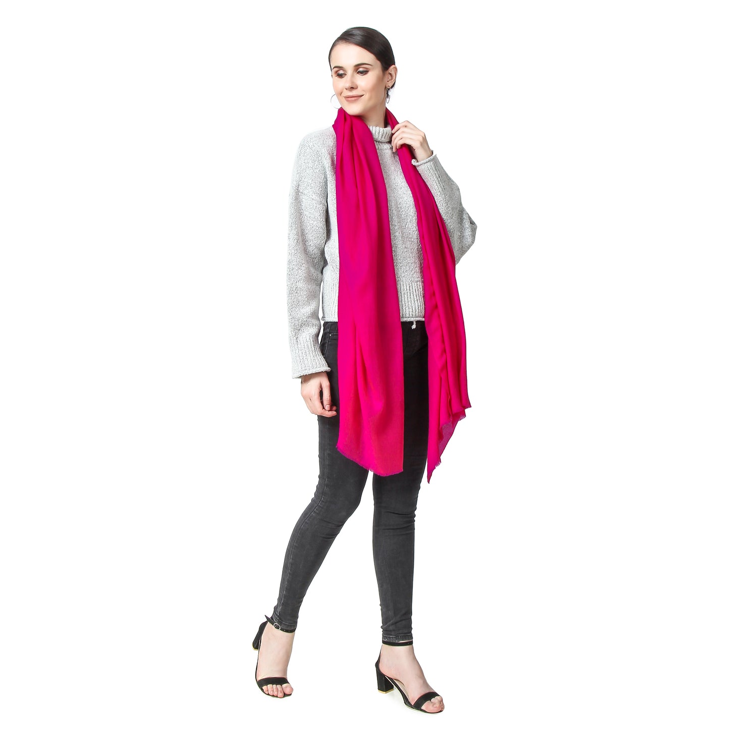 Cashmere Scarf Handwoven (Cerise)