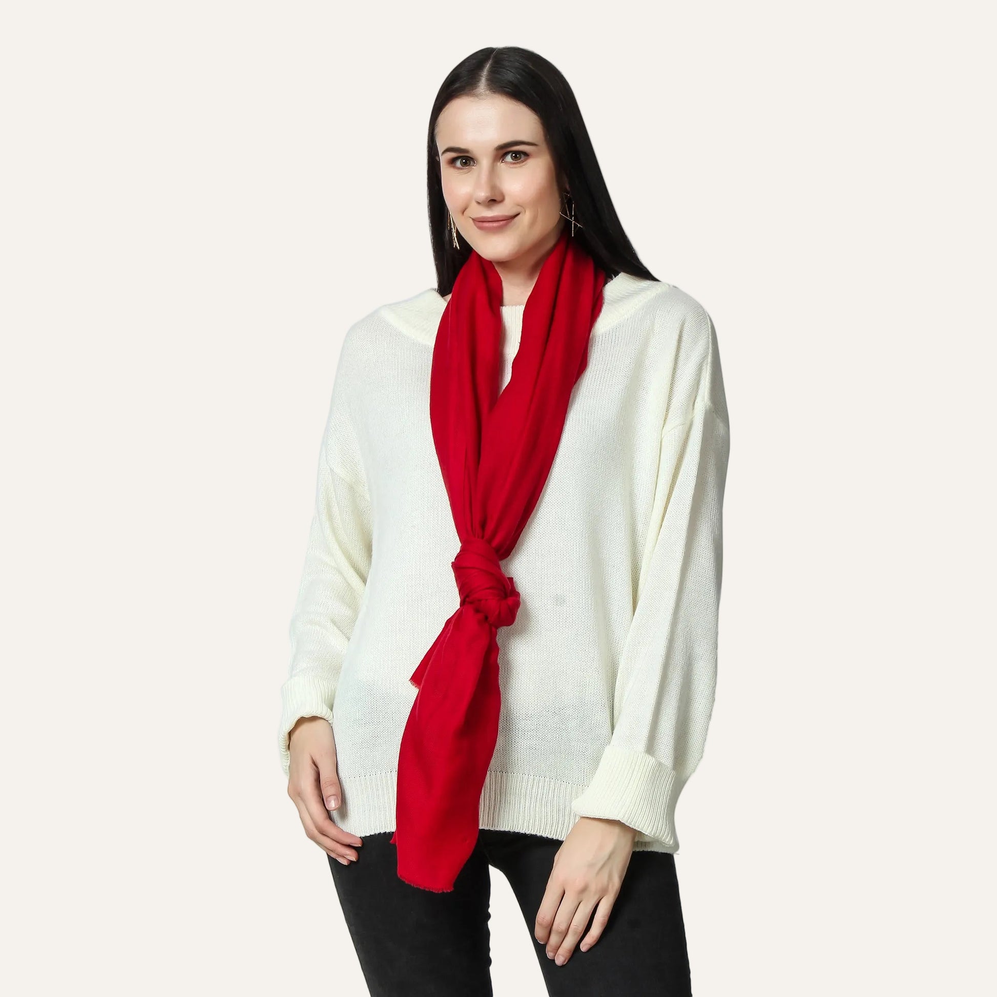 Woemsn red color cashmere scarf
