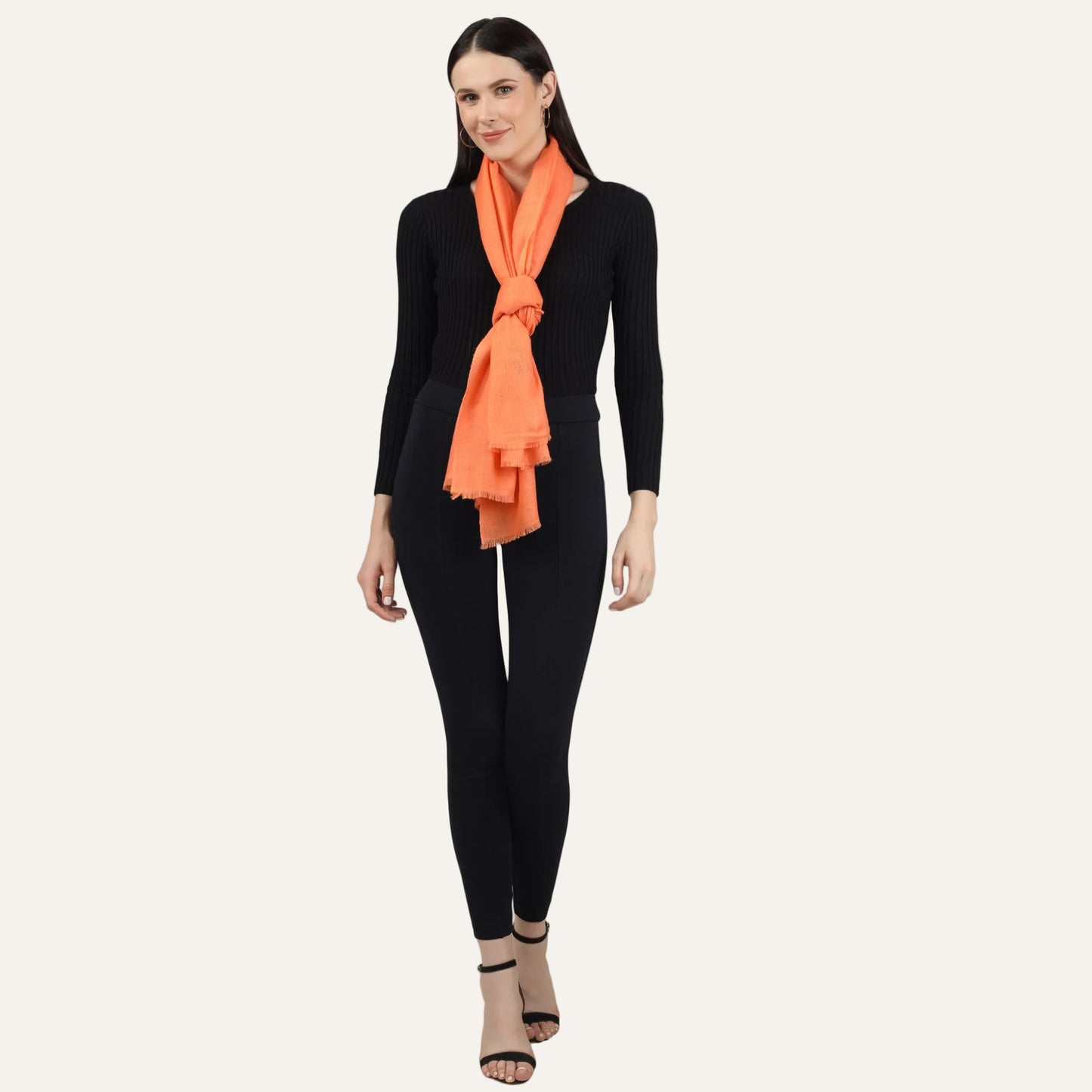 Scarf won stylishly by a woman